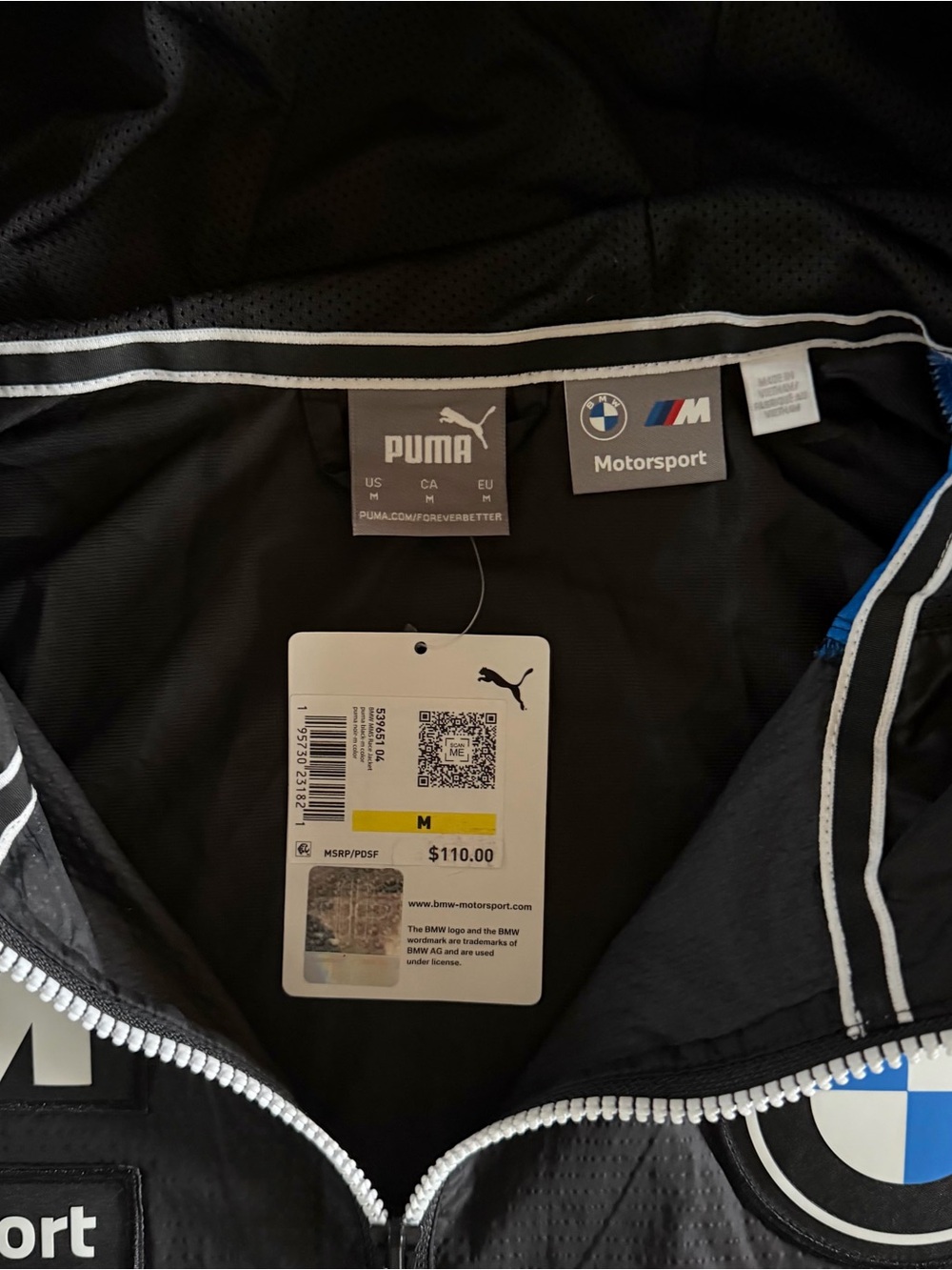 Puma x BMW Motorsport Black & Blue Hooded Windbreaker Jacket - Picture 6 of 9